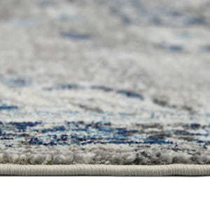 HomeRoots 5' Bohemian-Inspired Teal Gray Ivory Area Rug - Durable, Stain-Resistant, and Stylish for Any Space 5' x 7' 531600