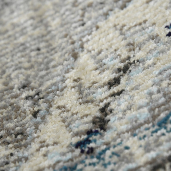 HomeRoots 5' Bohemian-Inspired Teal Gray Ivory Area Rug - Durable, Stain-Resistant, and Stylish for Any Space 5' x 7' 531600