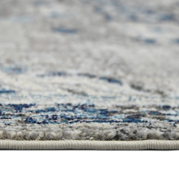 HomeRoots 5' Bohemian-Inspired Teal Gray Ivory Area Rug - Durable, Stain-Resistant, and Stylish for Any Space 8' x 11' 531601