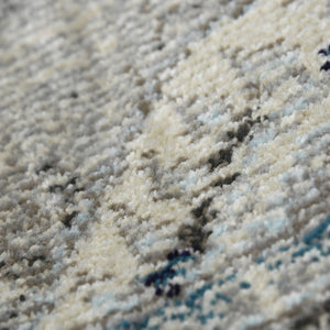 HomeRoots 5' Bohemian-Inspired Teal Gray Ivory Area Rug - Durable, Stain-Resistant, and Stylish for Any Space 8' x 11' 531601