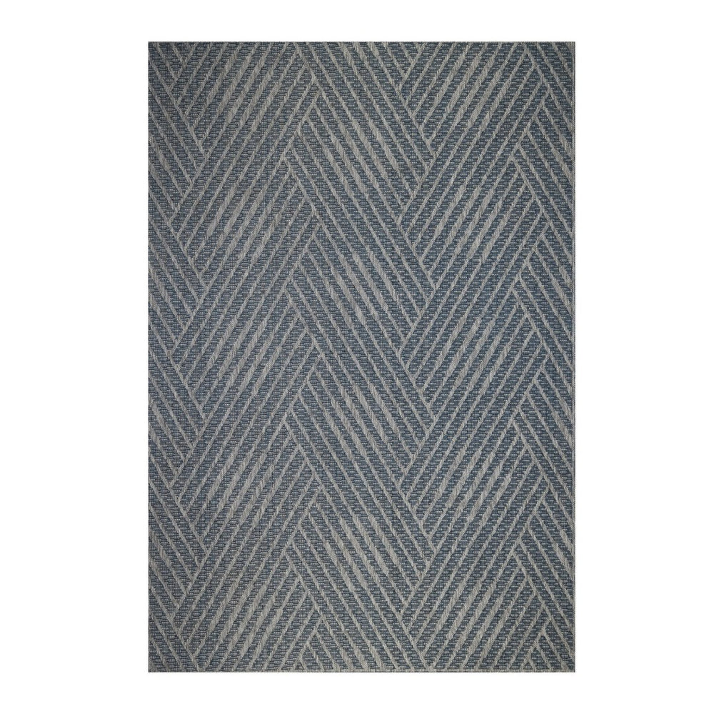 HomeRoots 8' Contemporary Gray and Blue Geometric Indoor Outdoor Area Rug – Durable, Stain-Resistant Design Blue 8' x 10' 531606
