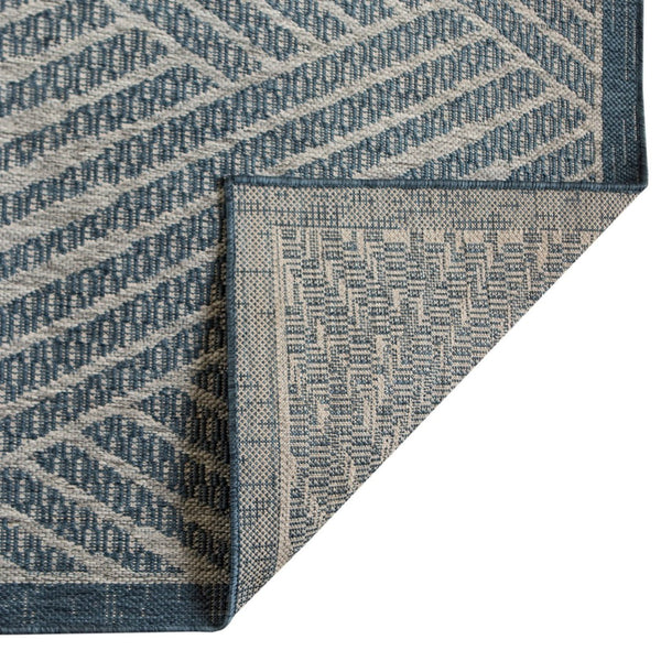 HomeRoots 8' Contemporary Gray and Blue Geometric Indoor Outdoor Area Rug – Durable, Stain-Resistant Design Blue 8' x 10' 531606