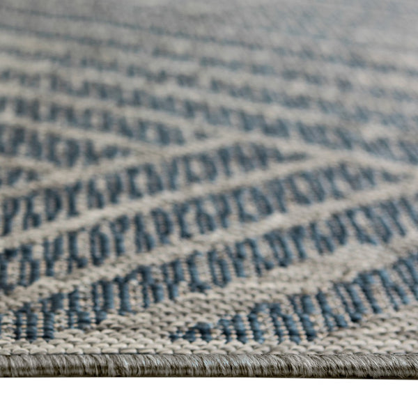 HomeRoots 8' Contemporary Gray and Blue Geometric Indoor Outdoor Area Rug – Durable, Stain-Resistant Design Blue 9' x 12' 531607