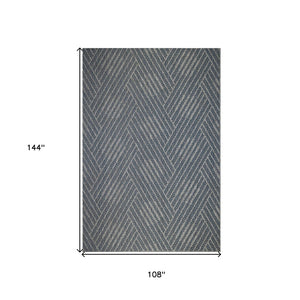 HomeRoots 8' Contemporary Gray and Blue Geometric Indoor Outdoor Area Rug – Durable, Stain-Resistant Design Blue 9' x 12' 531607