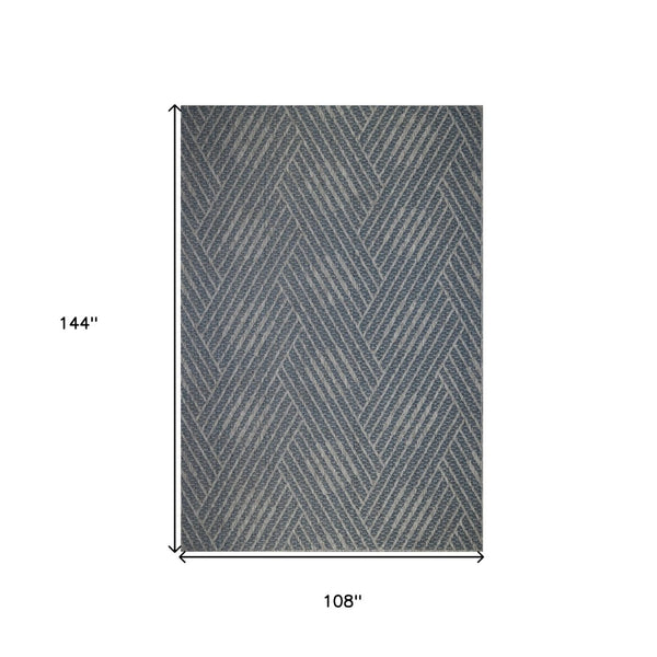 HomeRoots 8' Contemporary Gray and Blue Geometric Indoor Outdoor Area Rug – Durable, Stain-Resistant Design Blue 9' x 12' 531607