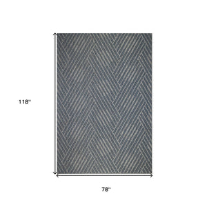 Homeroots 6' Gray And Blue Geometric Stain Resistant Area Rug – Perfect For Indoor And Outdoor Spaces! Blue Polypropylene 531610