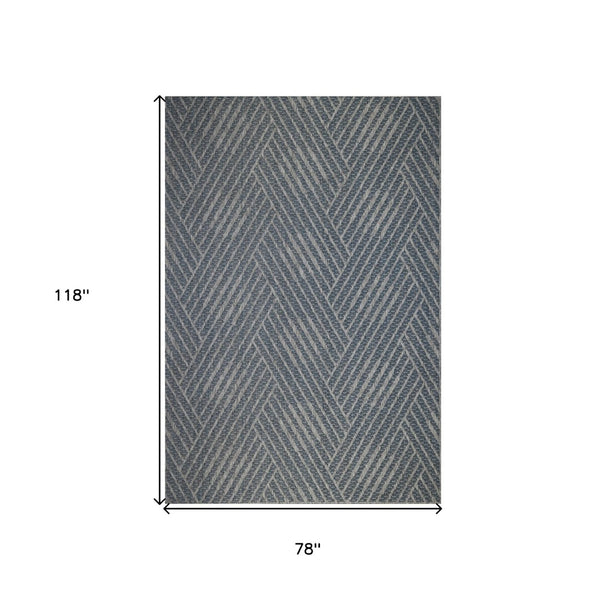 Homeroots 6' Gray And Blue Geometric Stain Resistant Area Rug – Perfect For Indoor And Outdoor Spaces! Blue Polypropylene 531610