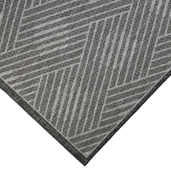 HomeRoots 8' Contemporary Gray and Blue Geometric Indoor Outdoor Area Rug – Durable, Stain-Resistant Design Fossil Gray 9' x 12' 531614