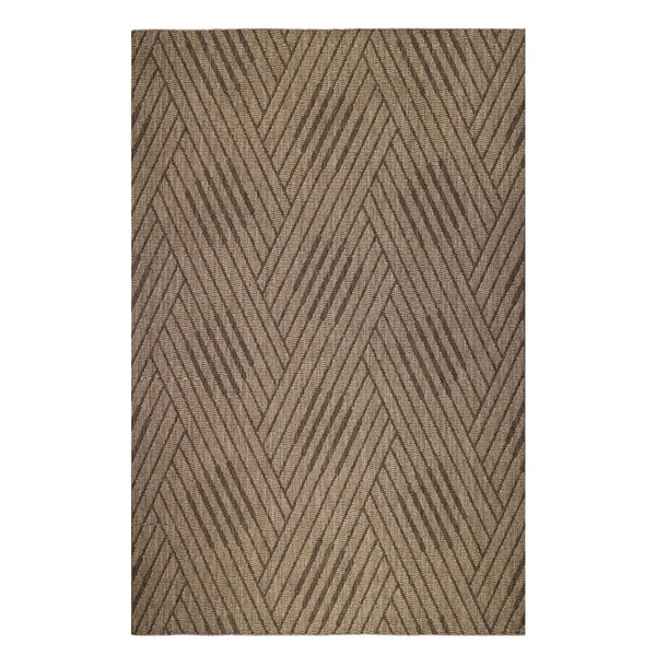 HomeRoots 8' Contemporary Gray and Blue Geometric Indoor Outdoor Area Rug – Durable, Stain-Resistant Design Beige 8' x 10' 531620