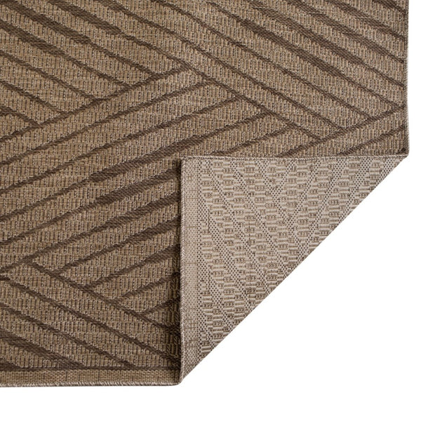 HomeRoots 8' Contemporary Gray and Blue Geometric Indoor Outdoor Area Rug – Durable, Stain-Resistant Design Beige 8' x 10' 531620
