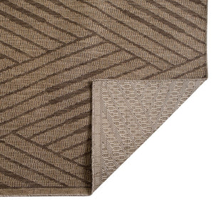 HomeRoots 8' Contemporary Gray and Blue Geometric Indoor Outdoor Area Rug – Durable, Stain-Resistant Design Beige 9' x 12' 531621