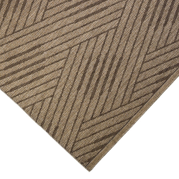 HomeRoots 8' Contemporary Gray and Blue Geometric Indoor Outdoor Area Rug – Durable, Stain-Resistant Design Beige 6'6" x 9'10" 531624