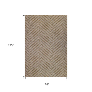 HomeRoots 8' Contemporary Gray and Blue Geometric Indoor Outdoor Area Rug – Durable, Stain-Resistant Design Champagne 8' x 10' 531627