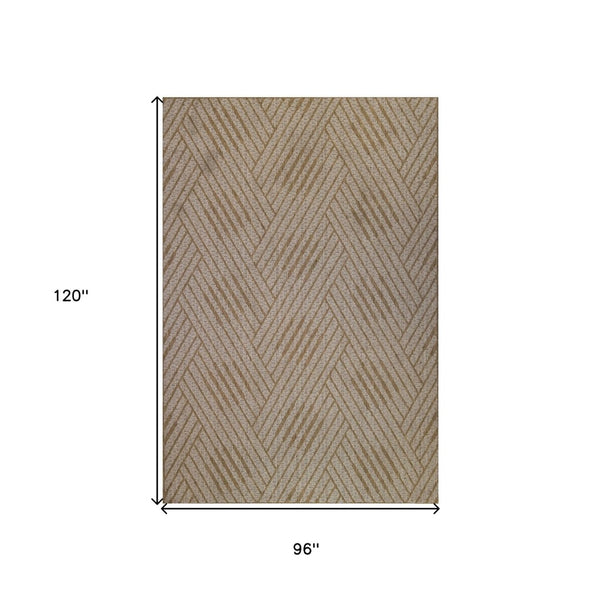 HomeRoots 8' Contemporary Gray and Blue Geometric Indoor Outdoor Area Rug – Durable, Stain-Resistant Design Champagne 8' x 10' 531627