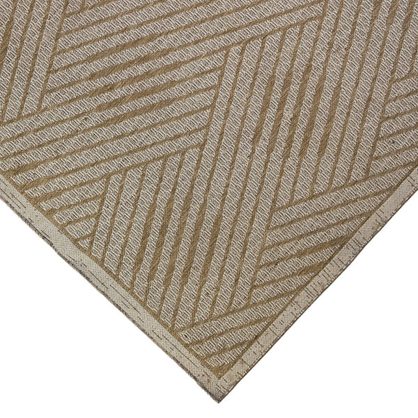 HomeRoots 8' Contemporary Gray and Blue Geometric Indoor Outdoor Area Rug – Durable, Stain-Resistant Design Champagne 9' x 12' 531628