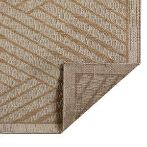 HomeRoots 8' Contemporary Gray and Blue Geometric Indoor Outdoor Area Rug – Durable, Stain-Resistant Design Champagne 9' x 12' 531628
