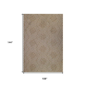 HomeRoots 8' Contemporary Gray and Blue Geometric Indoor Outdoor Area Rug – Durable, Stain-Resistant Design Champagne 9' x 12' 531628