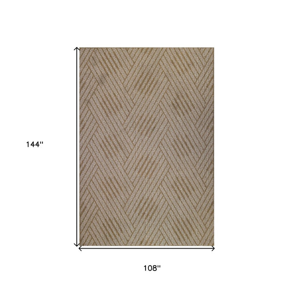 HomeRoots 8' Contemporary Gray and Blue Geometric Indoor Outdoor Area Rug – Durable, Stain-Resistant Design Champagne 9' x 12' 531628