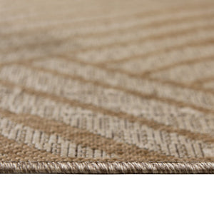 HomeRoots 8' Contemporary Gray and Blue Geometric Indoor Outdoor Area Rug – Durable, Stain-Resistant Design Champagne 6'6" x 9'10" 531631