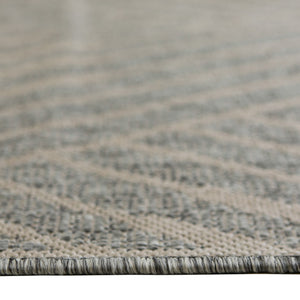 HomeRoots 8' Contemporary Gray and Blue Geometric Indoor Outdoor Area Rug – Durable, Stain-Resistant Design Cream 8' x 10' 531634