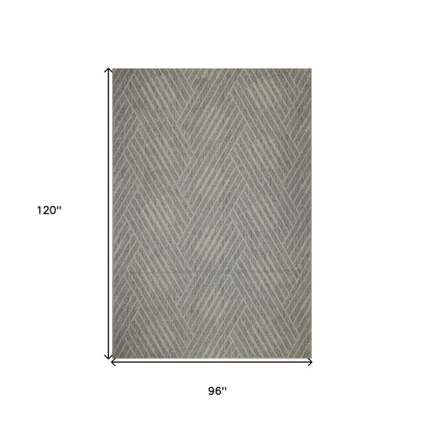 HomeRoots 8' Contemporary Gray and Blue Geometric Indoor Outdoor Area Rug – Durable, Stain-Resistant Design Cream 8' x 10' 531634