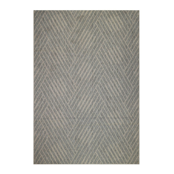 HomeRoots 8' Contemporary Gray and Blue Geometric Indoor Outdoor Area Rug – Durable, Stain-Resistant Design Cream 9' x 12' 531635
