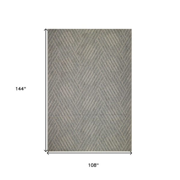 HomeRoots 8' Contemporary Gray and Blue Geometric Indoor Outdoor Area Rug – Durable, Stain-Resistant Design Cream 9' x 12' 531635