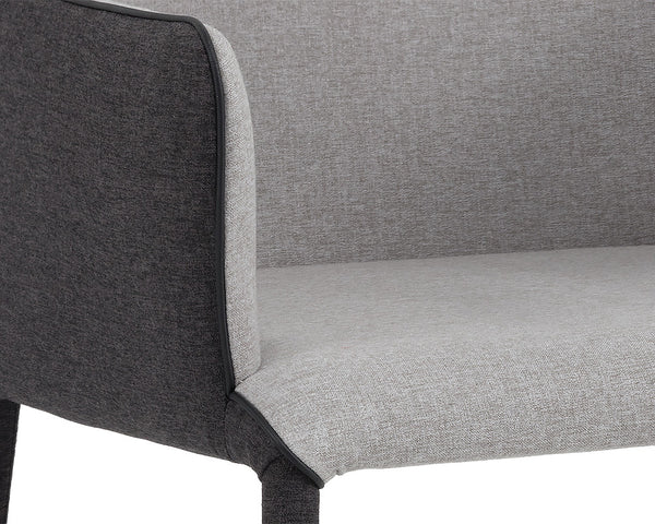 Sunpan Renee Modern Dining Armchair in Armour Grey & Dark Slate - Stylish, Comfortable & Space-Saving Design