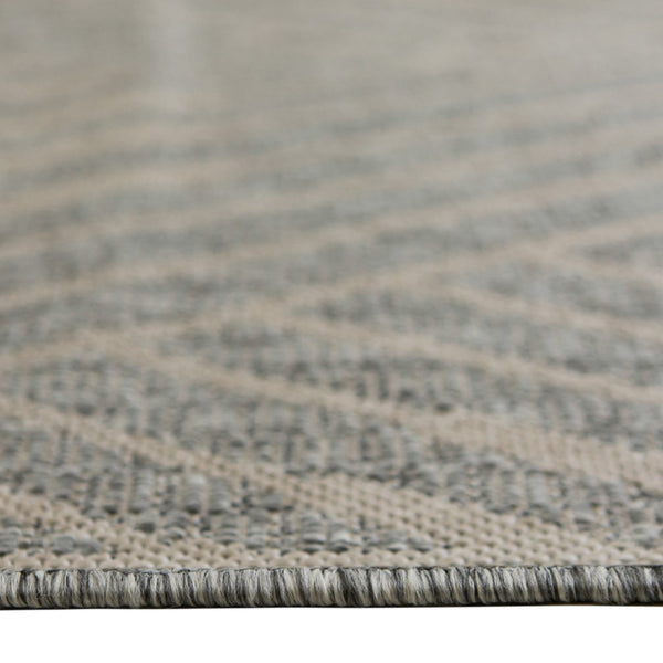HomeRoots 8' Contemporary Gray and Blue Geometric Indoor Outdoor Area Rug – Durable, Stain-Resistant Design Cream 6'6" x 9'10" 531638