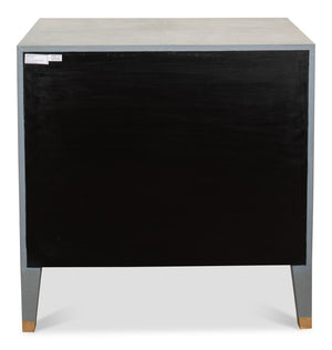 Sarreid Gabriella Night Stand In Storm Grey - Luxurious Embossed Shagreen Leather With Solid Hardwood Feet Grey  53163