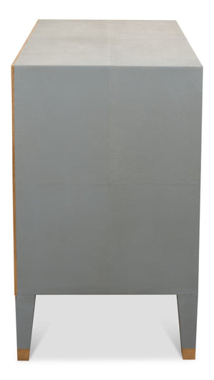 Sarreid Gabriella Night Stand In Storm Grey - Luxurious Embossed Shagreen Leather With Solid Hardwood Feet Grey  53163