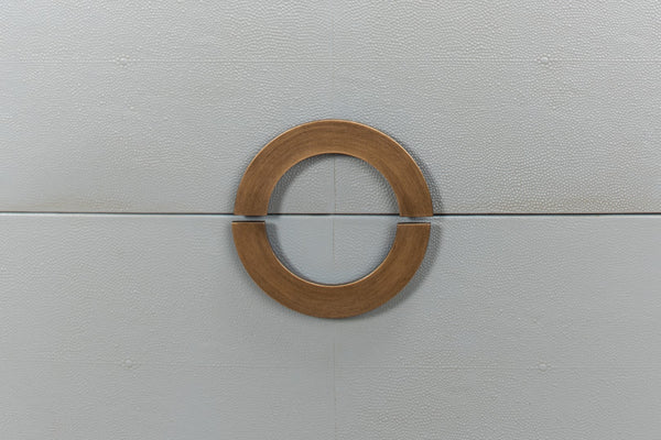 Sarreid Gabriella Night Stand In Storm Grey - Luxurious Embossed Shagreen Leather With Solid Hardwood Feet Grey  53163