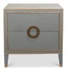 Sarreid Gabriella Night Stand In Storm Grey - Luxurious Embossed Shagreen Leather With Solid Hardwood Feet Grey  53163