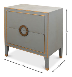 Sarreid Gabriella Night Stand In Storm Grey - Luxurious Embossed Shagreen Leather With Solid Hardwood Feet Grey  53163