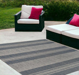 Homeroots 4' X 6' Blue And Gray Striped Stain Resistant Indoor Outdoor Area Rug Blue Polypropylene 531640