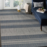 Homeroots 8' X 10' Blue And Gray Striped Stain Resistant Indoor Outdoor Area Rug Blue Polypropylene 531641