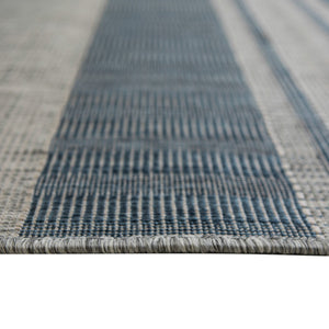HomeRoots 8' Striped Stain Resistant Area Rug for Indoor or Outdoor Spaces – Durable, Low Maintenance Design! Blue 8' x 10' 531641