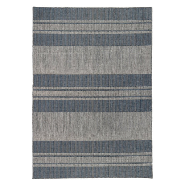 HomeRoots 8' Striped Stain Resistant Area Rug for Indoor or Outdoor Spaces – Durable, Low Maintenance Design! Blue 9' x 12' 531642