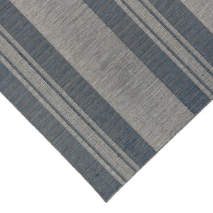 HomeRoots 8' Striped Stain Resistant Area Rug for Indoor or Outdoor Spaces – Durable, Low Maintenance Design! Blue 9' x 12' 531642