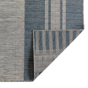 HomeRoots 8' Striped Stain Resistant Area Rug for Indoor or Outdoor Spaces – Durable, Low Maintenance Design! Blue 9' x 12' 531642