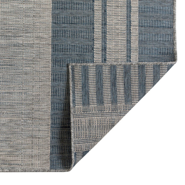 HomeRoots 8' Striped Stain Resistant Area Rug for Indoor or Outdoor Spaces – Durable, Low Maintenance Design! Blue 9' x 12' 531642