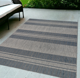 Homeroots 5' X 8' Blue And Gray Striped Stain Resistant Indoor Outdoor Area Rug Blue Polypropylene 531644