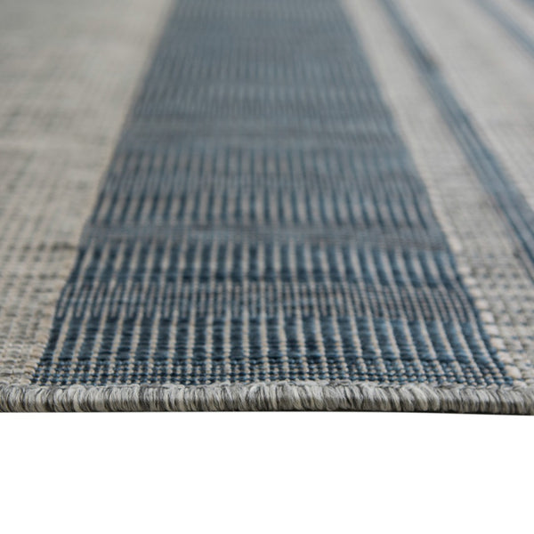 HomeRoots 8' Striped Stain Resistant Area Rug for Indoor or Outdoor Spaces – Durable, Low Maintenance Design! Blue 6'6" x 9'10" 531645