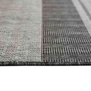 HomeRoots 8' Striped Stain Resistant Area Rug for Indoor or Outdoor Spaces – Durable, Low Maintenance Design! Silver 8' x 10' 531648