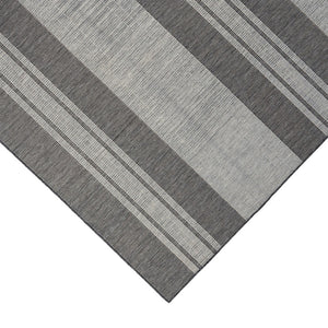 HomeRoots 8' Striped Stain Resistant Area Rug for Indoor or Outdoor Spaces – Durable, Low Maintenance Design! Silver 8' x 10' 531648