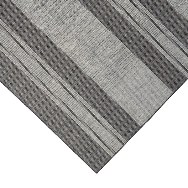 HomeRoots 8' Striped Stain Resistant Area Rug for Indoor or Outdoor Spaces – Durable, Low Maintenance Design! Silver 8' x 10' 531648