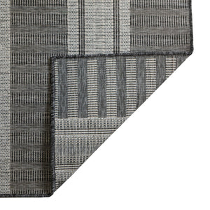 HomeRoots 8' Striped Stain Resistant Area Rug for Indoor or Outdoor Spaces – Durable, Low Maintenance Design! Silver 8' x 10' 531648