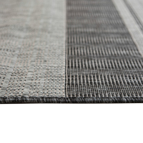 HomeRoots 8' Striped Stain Resistant Area Rug for Indoor or Outdoor Spaces – Durable, Low Maintenance Design! Silver 9' x 12' 531649