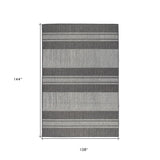 Homeroots 9' X 12' Blue And Gray Striped Stain Resistant Indoor Outdoor Area Rug Silver Polypropylene 531649