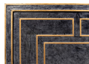 Sarreid Bel Aire Buffet - Elegant Natural Wood Finish With Blue Leather & Gold Piping For Stylish Storage Black  53164